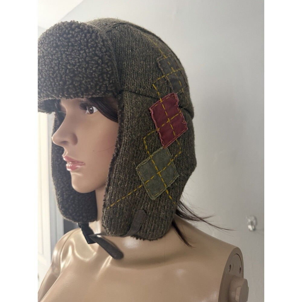 Vintage Scala Patchwork Faux Fur Lined Trapper Winter Hat L/XL